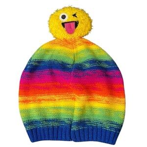 ☀️ EmojiOne | EUC Striped Knit Beanie with Reversible Emoji